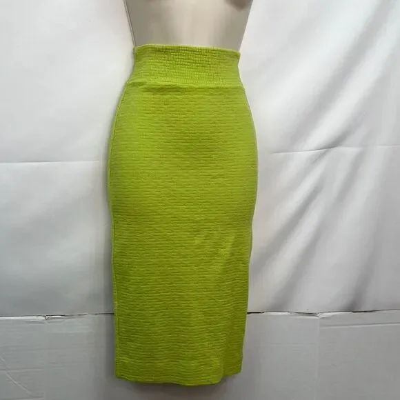 Enzo Costa Revolve puckered knit skirt in lime green EUC size small Skirts